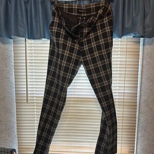 Express Black and White Cropped Plaid Pants
